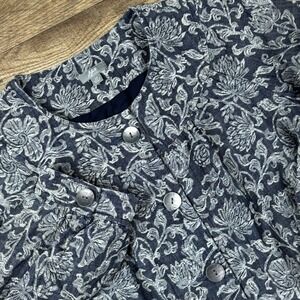 J.‎ Jill Floral Round Collar Jacket Womens XS Blue White